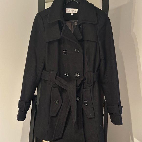 Calvin Klein - Women’s Gray Wool Pea Coat - Picture 7 of 7